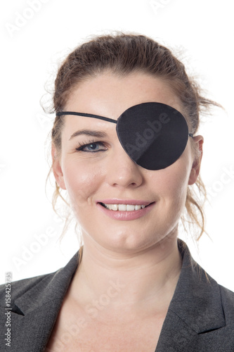 Valokuvatapetti business woman with eye patch