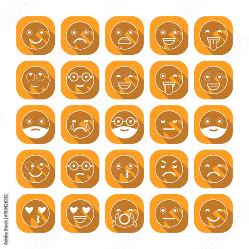 Fototapeta Naklejka Na Ścianę i Meble -  Emoticons. Flat icons. Smile with a beard, different emotions, moods. Vector illustration