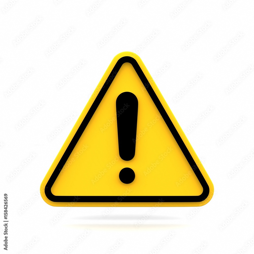 Hazard warning attention sign. 3d rendering Hazard warning attention sign. 3d rendering