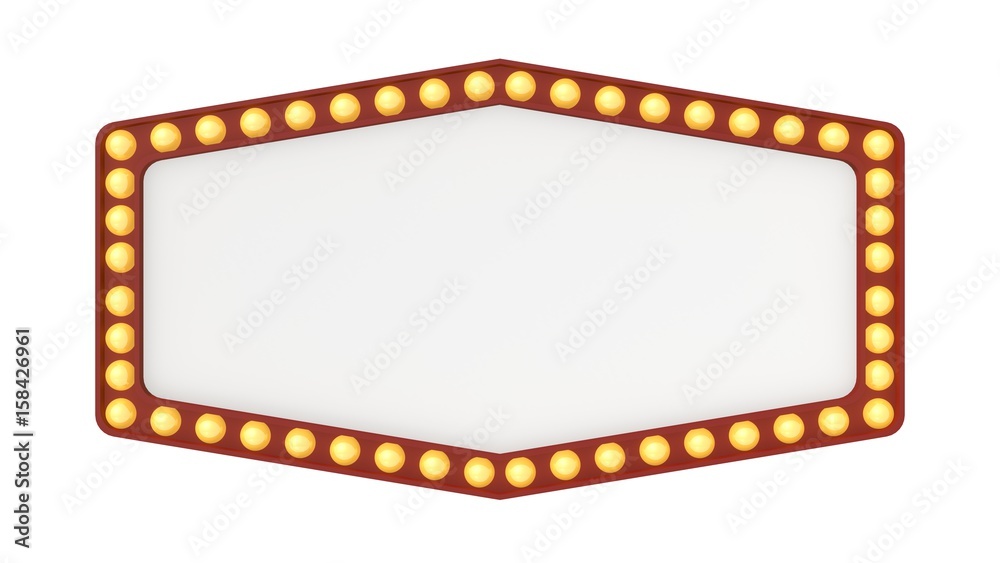 Marquee light board sign retro on white background. 3d rendering