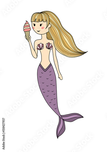 A mermaid isolated on white background.