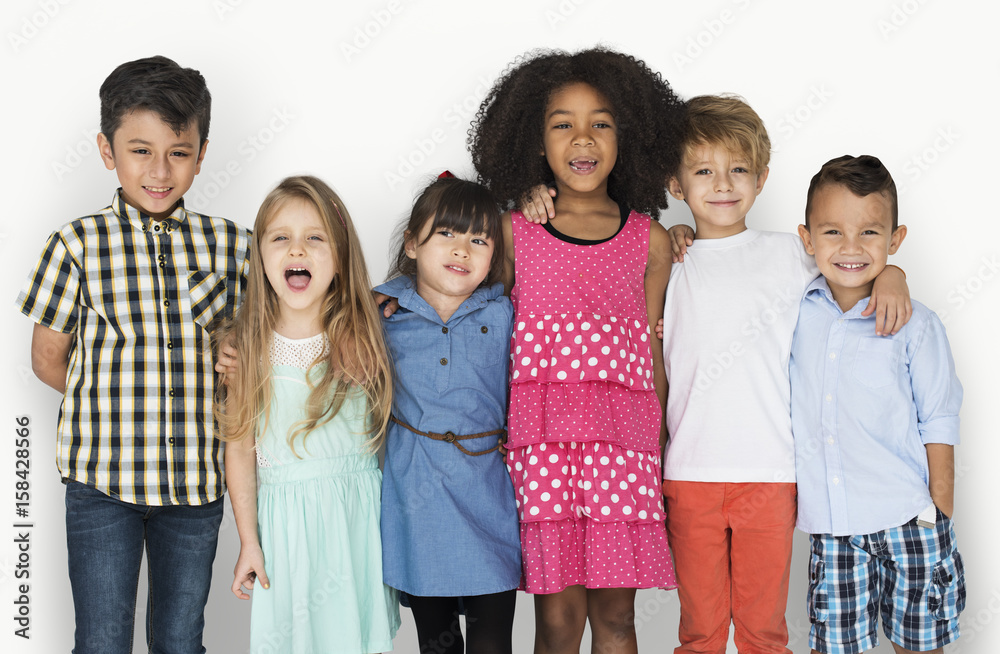 Group Children Friendship Happy Smiling Studio Portrait Group Children Friendship Happy Smiling Studio Portrait