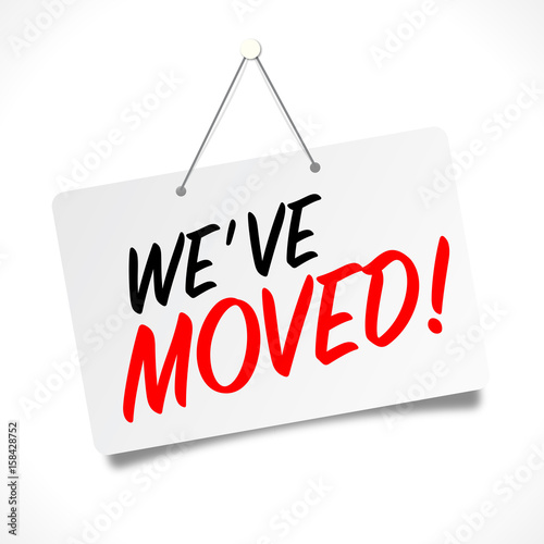 We've moved - hanging door sign