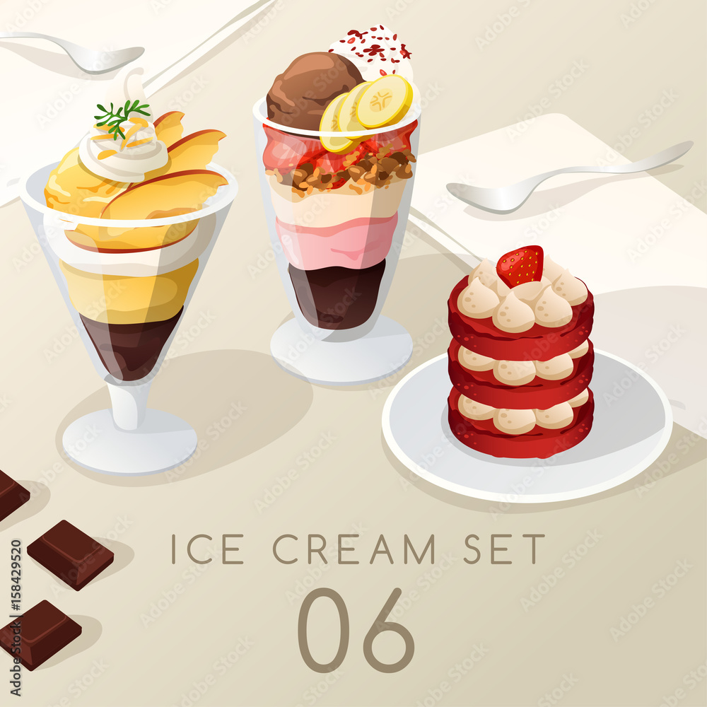 Sundae Vector Ice Cream Sundae : Vector Illustration Stock Vector | Adobe Stock