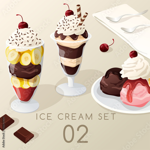 Ice Cream Sundae : Vector Illustration