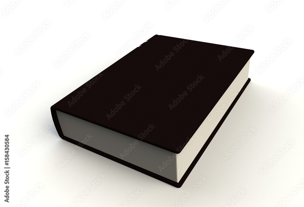 Blank black book cover on white background, 3D rendering Blank black book cover on white background, 3D rendering