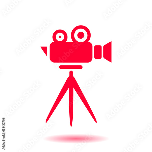 Cinema camera icon. Flat design style. Vector.