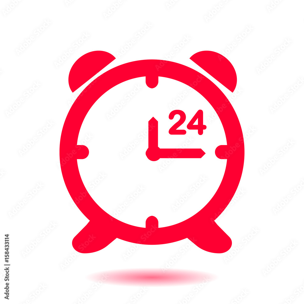 Open hours a day. Clock face. Flat design style. Open hours a day. Clock face. Flat design style.