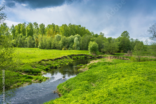 Beautiful landscape with a small river.