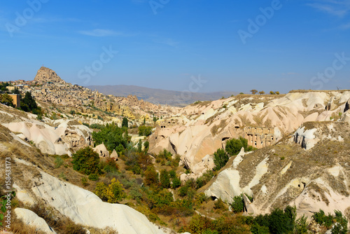 Pigeon valley and Uchisar castle in Cappadocia. Turkey