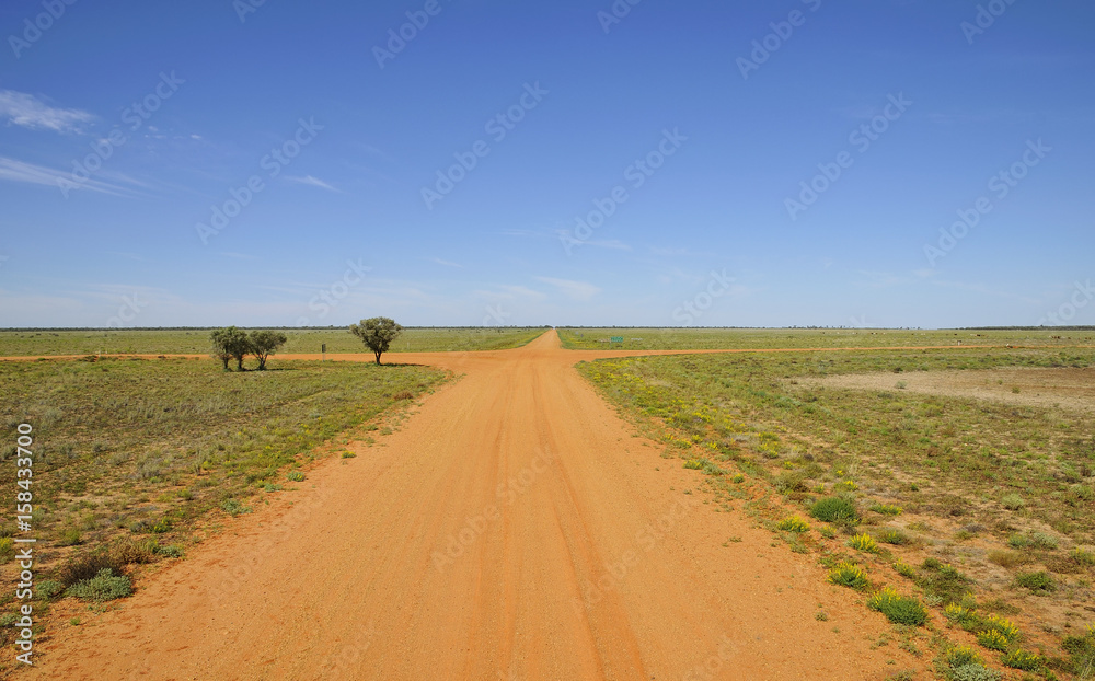 Country crossroads in rural Australia.
