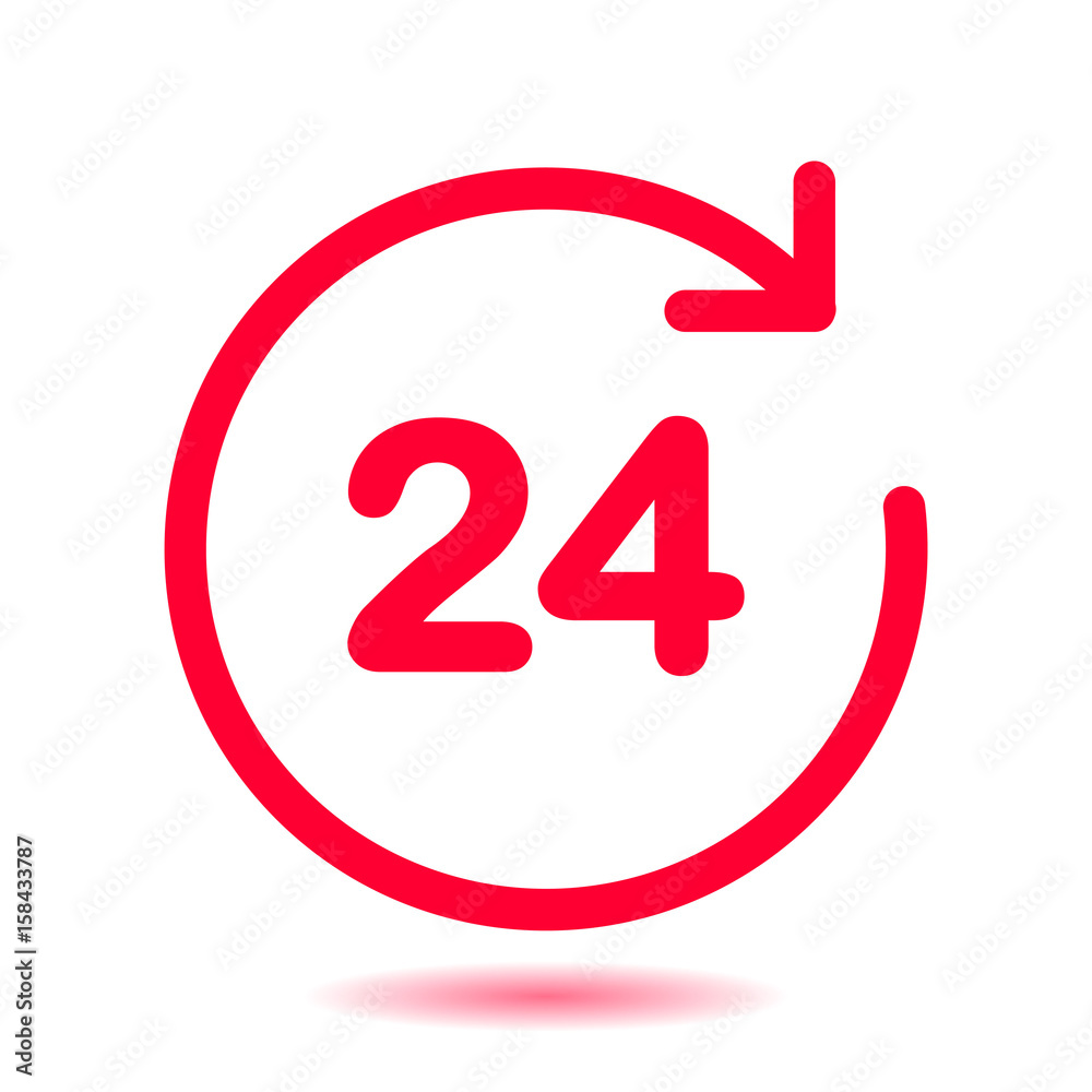 Open around the clock hours a day icon. Open around the clock hours a day icon.