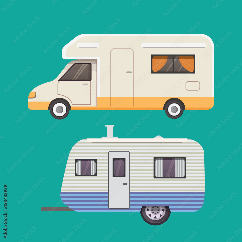 Retro camper trailer collection. car trailers caravan. tourism. Retro camper trailer collection. car trailers caravan. tourism.