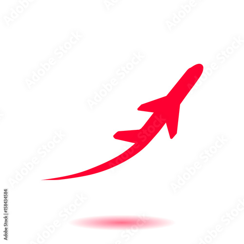 Airplane flight tickets air fly travel takeoff silhouette element. Plane symbol. Travel icon. Flat design.