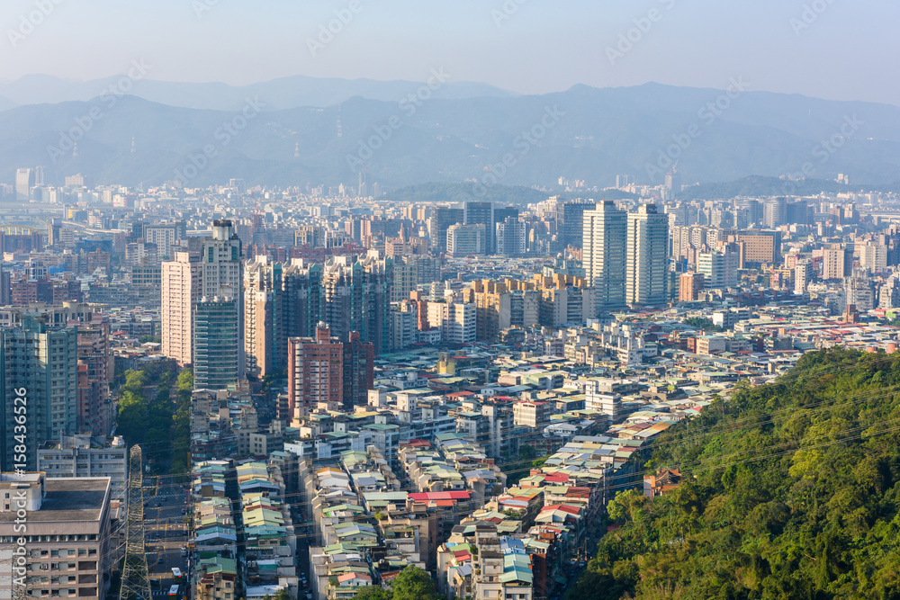 Fototapeta premium Aerial view of the building in Taipei city, Taiwan