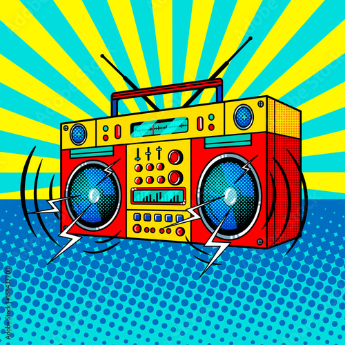 Boombox comic book style vector illustration