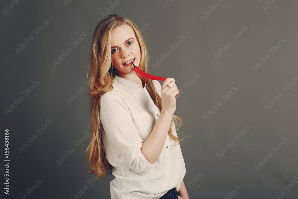 Fototapeta premium girl with fruit