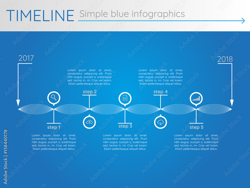 Obraz premium Simple blue timeline 27, infographics vector