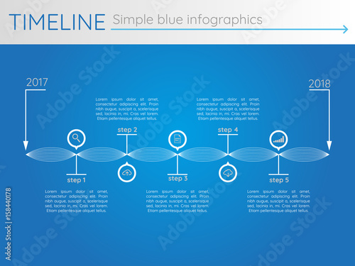 Simple blue timeline 27, infographics vector
