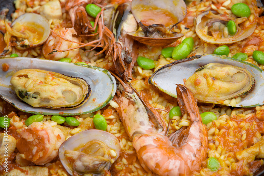 Seafood paella