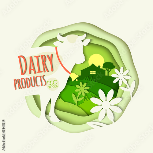 Paper art "Dairy products"