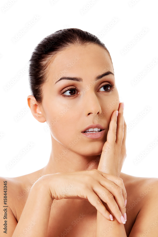 Beauty woman face with perfect fresh clean skin Beauty woman face with perfect fresh clean skin