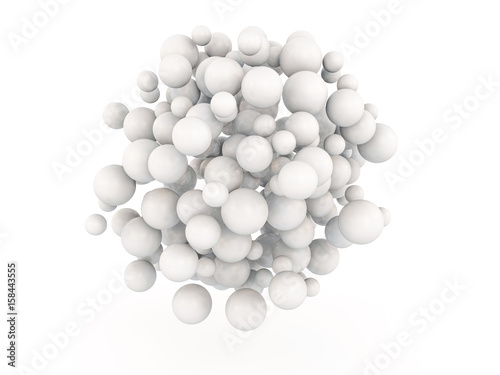 Abstract spheres with reflective surface. 3D rendering