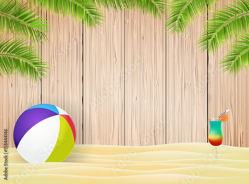 Background with boards and beach