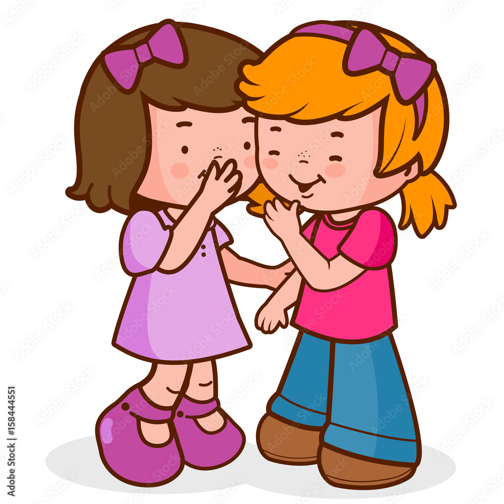 Two little girls share secrets, whispering, talking and laughing. making a pizza Two little girls share secrets, whispering, talking and laughing. making a pizza
