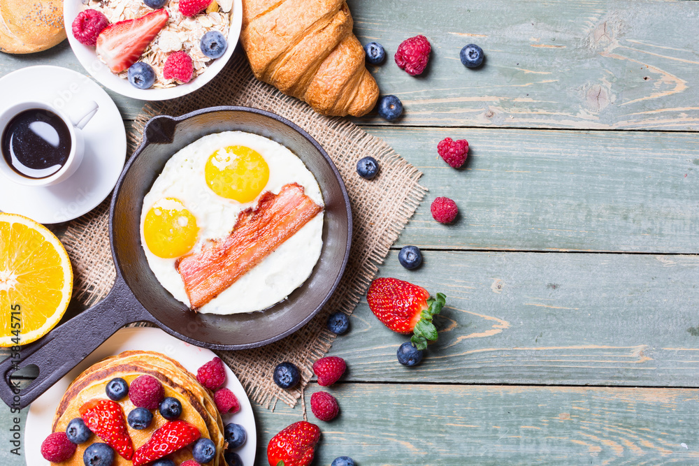 Breakfast with pancakes Breakfast with pancakes