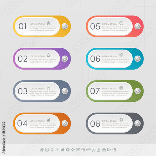 Sticker label with business icons set
