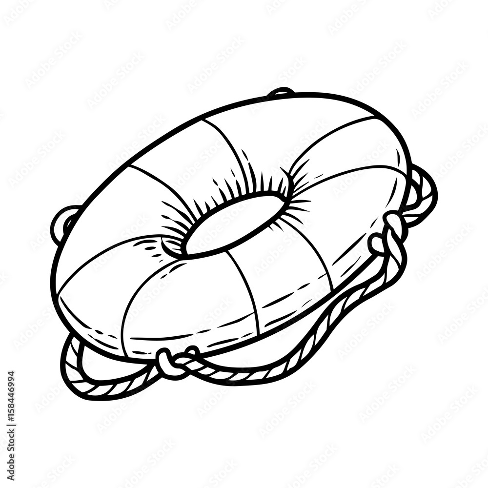 Lifebuoy hand drawn sketch vector illustration. Summer boat decoration on white background. Lifebuoy hand drawn sketch vector illustration. Summer boat decoration on white background.