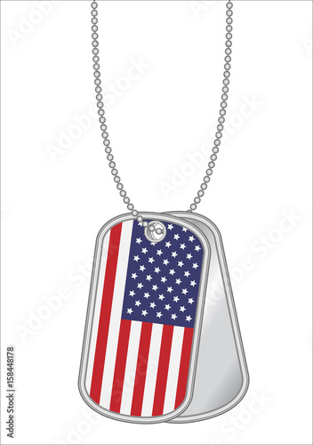 united states of america flag on a steel dog tag