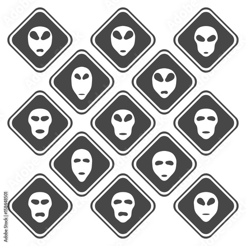 Set of alien face silhouette. Alien signs.