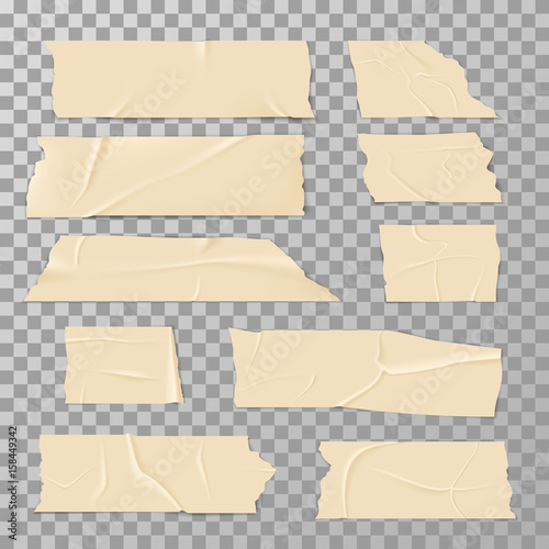 Adhesive sticky tape isolated on transparent background vector set