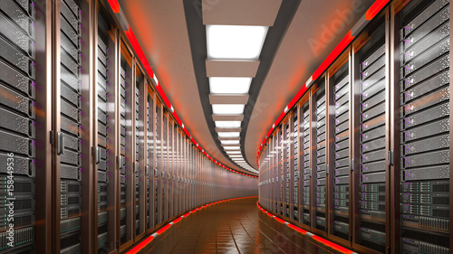 Modern datacenter. Cloud computing. 3d rendering