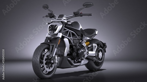 Black Motorbike on dark elegant background