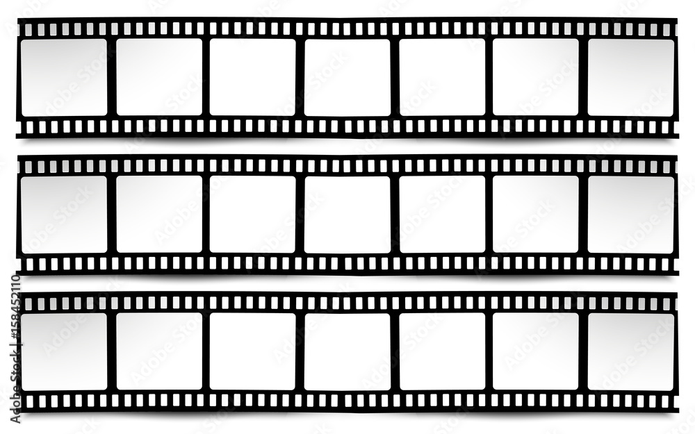 Film, movie, photo, filmstrip on white in black and white colors