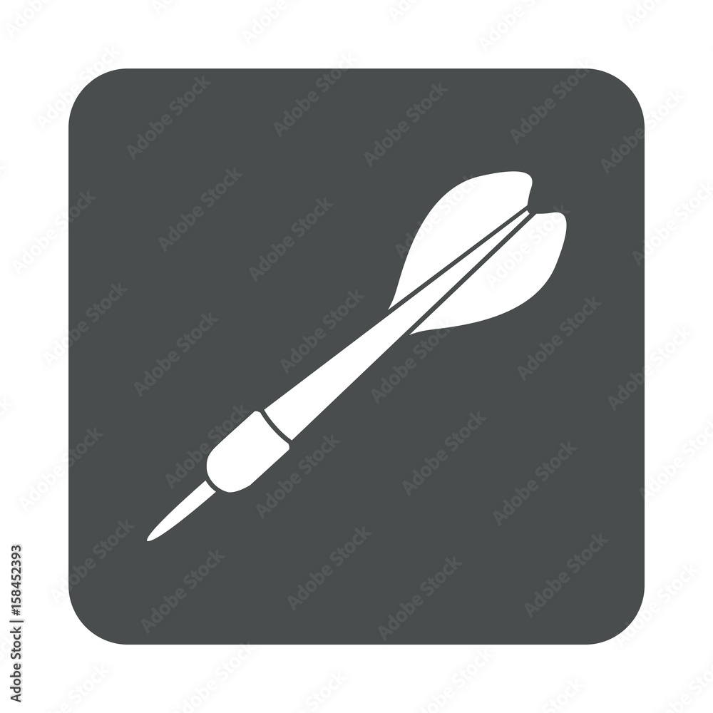 Icono plano dardo en cuadrado gris Icono plano dardo en cuadrado gris
