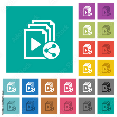 Share playlist square flat multi colored icons