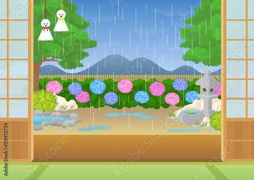 縁側 梅雨 Stock イラスト Adobe Stock