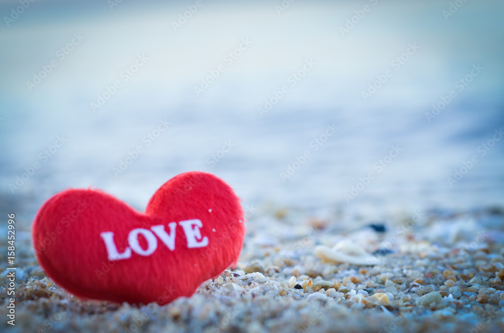 Close up of heart on the beach in beautiful Close up of heart on the beach in beautiful