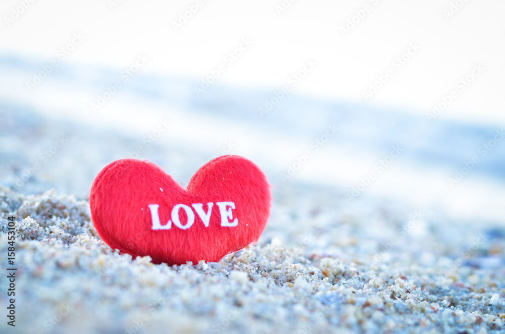 Fototapeta premium Close up of heart on the beach in beautiful