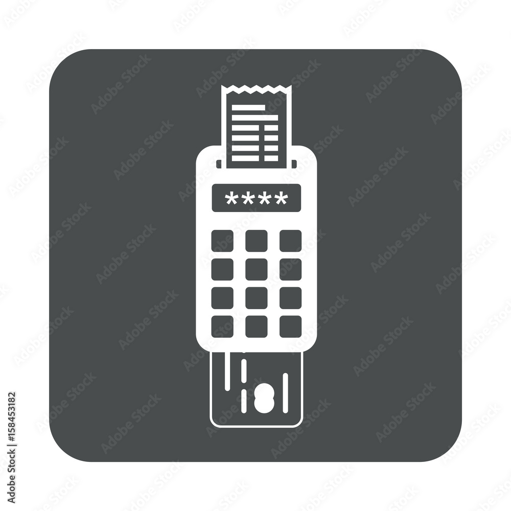 Icono plano pago electronico en cuadrado gris Icono plano pago electronico en cuadrado gris