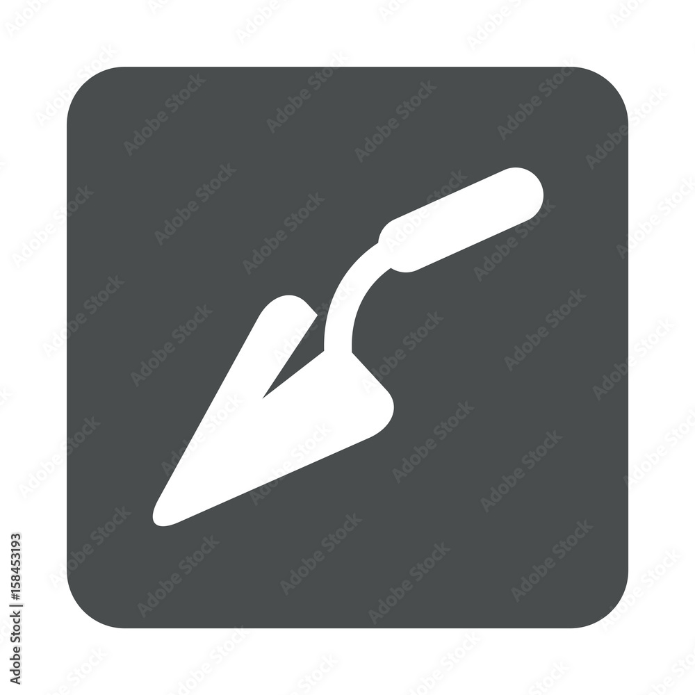 Icono plano paleta de albañil en cuadrado gris Icono plano paleta de albañil en cuadrado gris