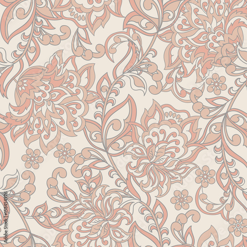 Floral vector illustration in damask style. Seamless pattern