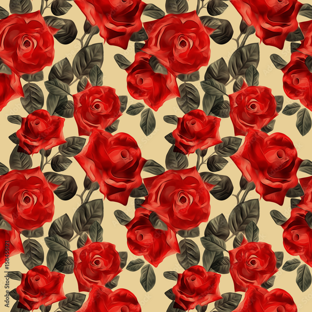 Roses seamless pattern. Roses seamless pattern.