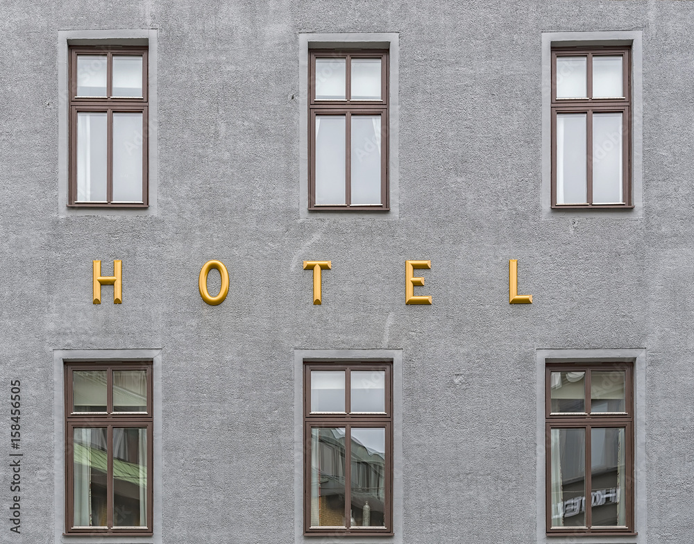 Fototapeta premium Hotel Sign Near Windows