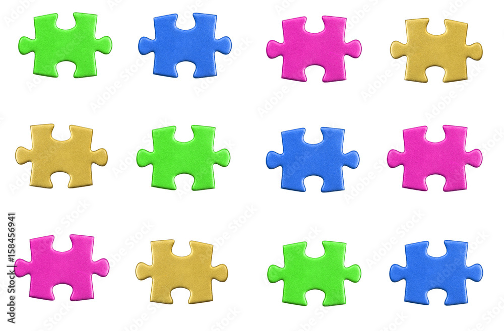 Color cardboard puzzles on a white background Color cardboard puzzles on a white background