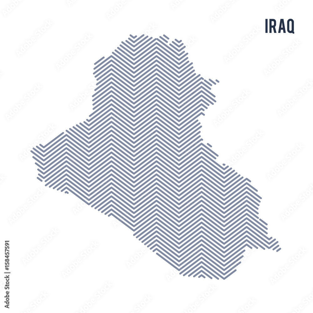 Obraz premium Vector abstract hatched map of Iraq isolated on a white background.